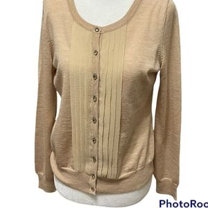 Talbots Pure Italian Merino Wool Cardigan Sweater with Custom Antique Buttons